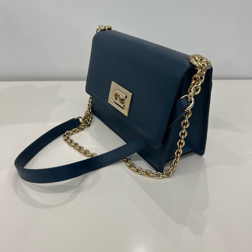 New Furla Navy leather bag